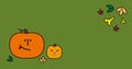 Cute Pumpkin face for Halloween 2021 celebration greeting post facebook format green background funny anime style